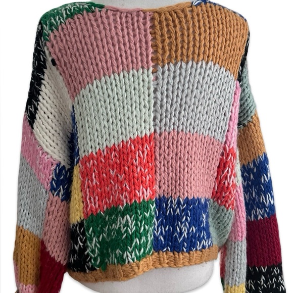 Colorful and Bold Patchwork Knit Sweater - Picture 5 of 16